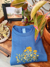 Load image into Gallery viewer, Millenium Blue Floral Embroidered Crewneck
