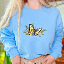 Load image into Gallery viewer, Baby Blue Butterfly Embroidered Crewneck
