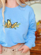 Load image into Gallery viewer, Baby Blue Butterfly Embroidered Crewneck
