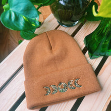 Load image into Gallery viewer, camel floral moon phase beanie
