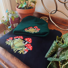 Load image into Gallery viewer, Black Frog Shrooms Embroidered Crewneck
