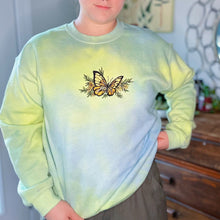 Load image into Gallery viewer, Medium Yellow Butterfly Marble Dyed Crewneck
