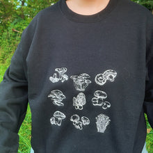 Load image into Gallery viewer, Black Edible Mushrooms Embroidered Crewneck
