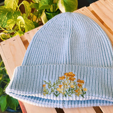 Load image into Gallery viewer, Baby Blue Rib Knit Embroidered Beanie
