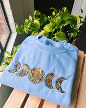 Load image into Gallery viewer, Baby Blue Floral Moon Phase Crewneck
