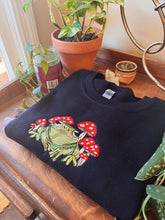 Load image into Gallery viewer, Black Frog Shrooms Embroidered Crewneck
