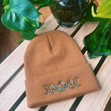 Load image into Gallery viewer, camel floral moon phase beanie
