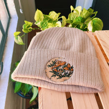 Load image into Gallery viewer, Tan Rib Knit Embroidered Beanie
