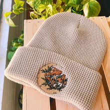 Load image into Gallery viewer, Tan Waffle Knit Embroidered Beanie
