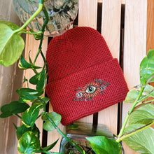 Load image into Gallery viewer, Rust Waffle Knit Embroidered Beanie
