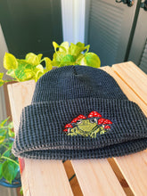 Load image into Gallery viewer, Charcoal Waffle Knit Embroidered Beanie
