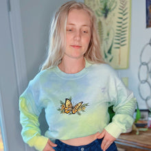 Load image into Gallery viewer, Small Yellow Butterfly Marble Dyed Crewneck
