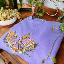 Load image into Gallery viewer, Lavender Mushroom Moth 100% Cotton Crewneck
