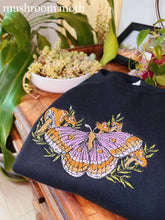 Load image into Gallery viewer, Black Mushroom Moth Embroidered Crewneck
