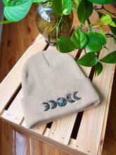 Load image into Gallery viewer, tan floral moon phase beanie
