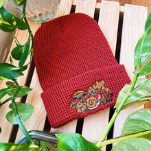 Load image into Gallery viewer, Rust Waffle Knit Embroidered Beanie
