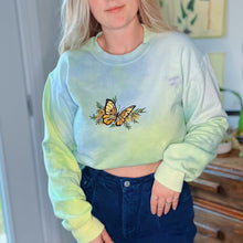 Load image into Gallery viewer, Small Yellow Butterfly Marble Dyed Crewneck
