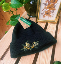 Load image into Gallery viewer, Black Rib Knit Embroidered Beanie
