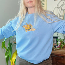 Load image into Gallery viewer, Baby Blue Sun &amp; Moon Embroidered Crewneck
