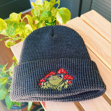 Load image into Gallery viewer, Charcoal Waffle Knit Embroidered Beanie
