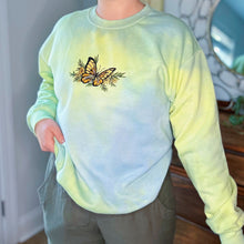 Load image into Gallery viewer, Medium Yellow Butterfly Marble Dyed Crewneck
