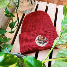 Load image into Gallery viewer, Rust Waffle Knit Embroidered Beanie
