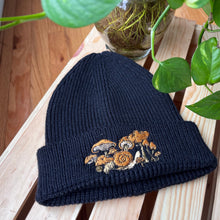 Load image into Gallery viewer, Black Rib Knit Embroidered Beanie
