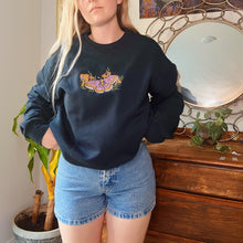 Load image into Gallery viewer, Black Mushroom Moth Embroidered Crewneck
