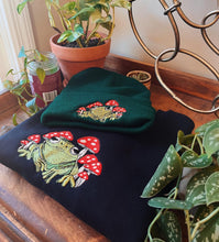 Load image into Gallery viewer, Black Frog Shrooms Embroidered Crewneck
