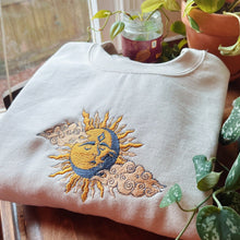 Load image into Gallery viewer, Tan Sun &amp; Moon Embroidered Crewneck
