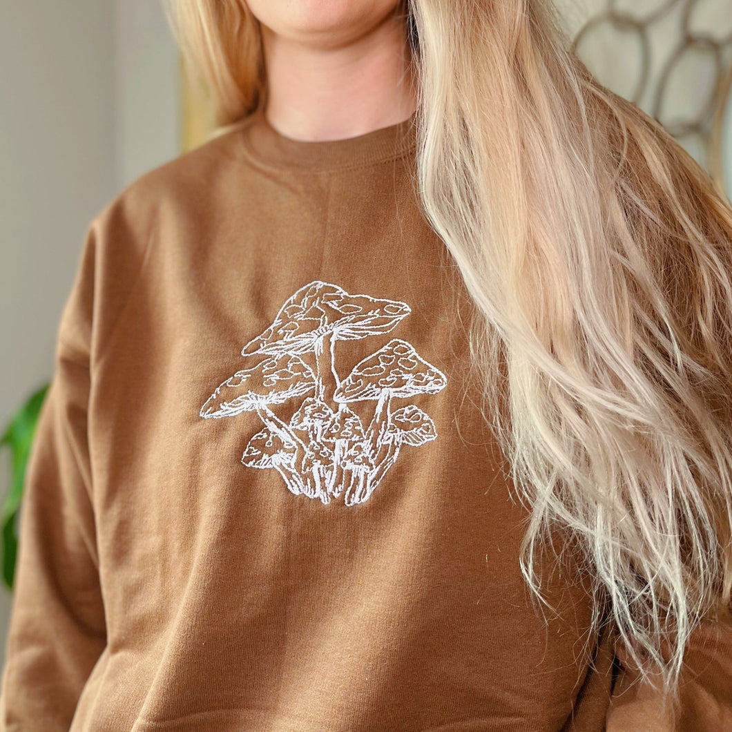 Mocha Embroidered Crewneck