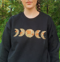 Load image into Gallery viewer, Black Floral Moon Phase Embroidered Crewneck
