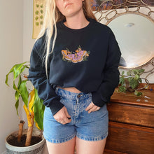 Load image into Gallery viewer, Black Mushroom Moth Embroidered Crewneck
