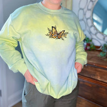 Load image into Gallery viewer, Medium Yellow Butterfly Marble Dyed Crewneck
