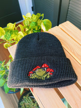 Load image into Gallery viewer, Charcoal Waffle Knit Embroidered Beanie
