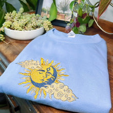 Load image into Gallery viewer, Baby Blue Sun &amp; Moon Embroidered Crewneck
