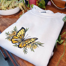 Load image into Gallery viewer, White Yellow Butterfly Embroidered Crewneck
