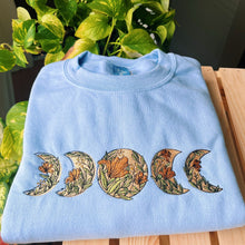 Load image into Gallery viewer, Baby Blue Floral Moon Phase Crewneck
